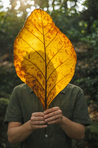 עלים כתומים באור השמש